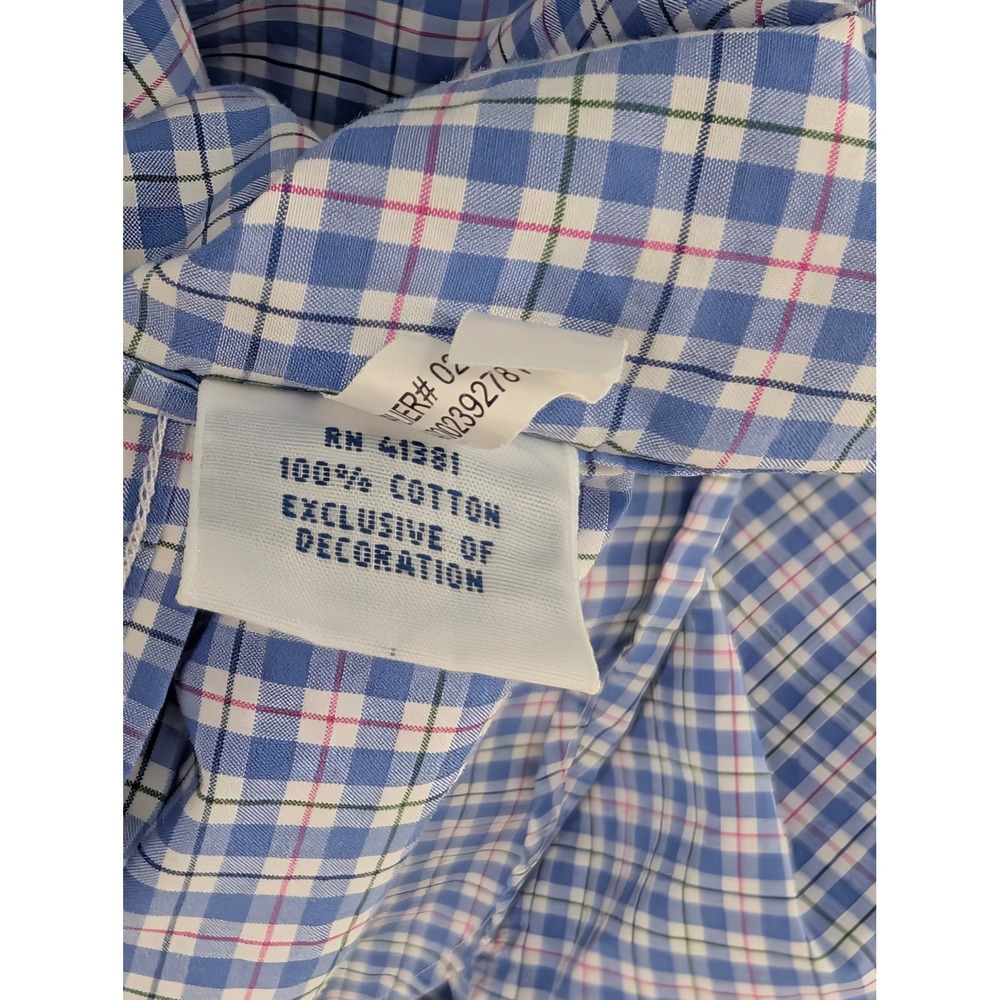 Ralph Lauren Plaid Button Down 3XB Blue Pink Cotton Long Sleeve Big Tall Shirt - Picture 6 of 9